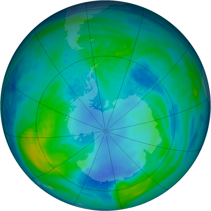 Antarctic ozone map for 21 April 1988